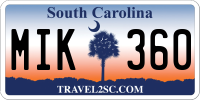 SC license plate MIK360