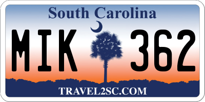 SC license plate MIK362