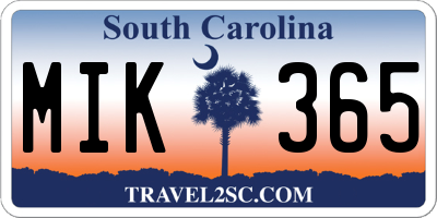 SC license plate MIK365