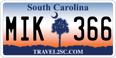 SC license plate MIK366