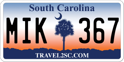 SC license plate MIK367