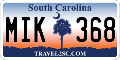 SC license plate MIK368