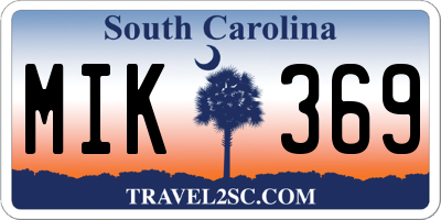 SC license plate MIK369