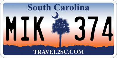 SC license plate MIK374