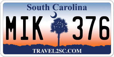 SC license plate MIK376