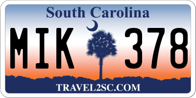 SC license plate MIK378