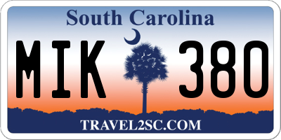 SC license plate MIK380