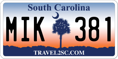 SC license plate MIK381