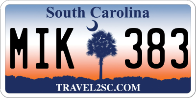 SC license plate MIK383