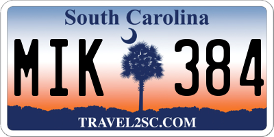 SC license plate MIK384