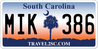SC license plate MIK386