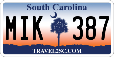 SC license plate MIK387