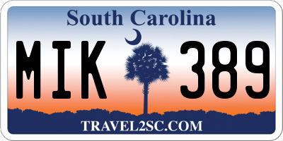 SC license plate MIK389