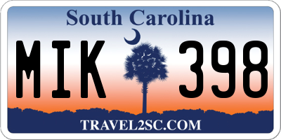 SC license plate MIK398