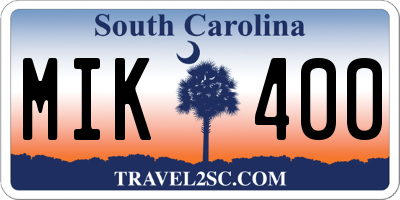 SC license plate MIK400