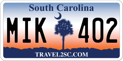 SC license plate MIK402