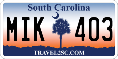 SC license plate MIK403