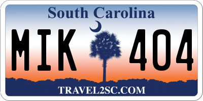 SC license plate MIK404