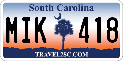 SC license plate MIK418