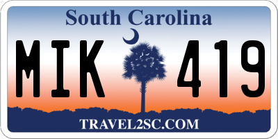 SC license plate MIK419
