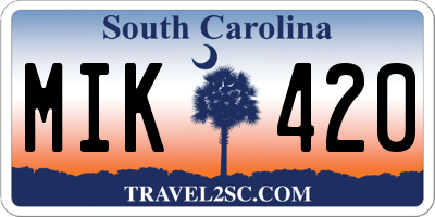 SC license plate MIK420