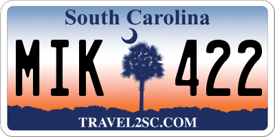 SC license plate MIK422