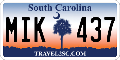 SC license plate MIK437