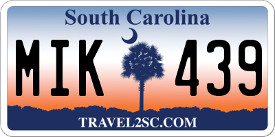 SC license plate MIK439