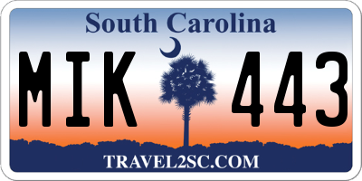SC license plate MIK443