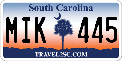 SC license plate MIK445
