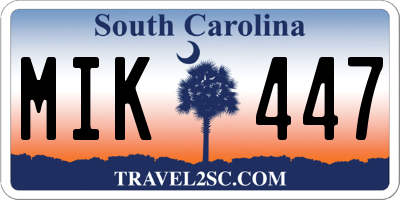 SC license plate MIK447