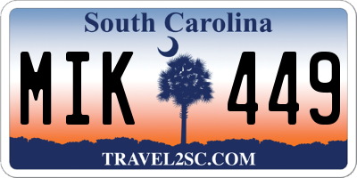 SC license plate MIK449