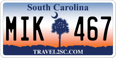 SC license plate MIK467