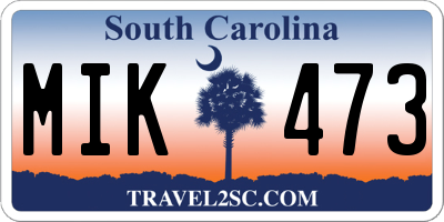 SC license plate MIK473