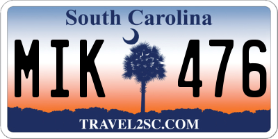SC license plate MIK476