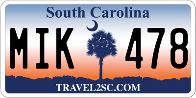 SC license plate MIK478