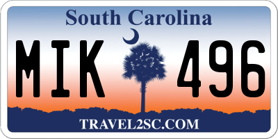 SC license plate MIK496