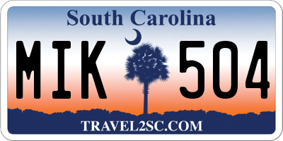 SC license plate MIK504