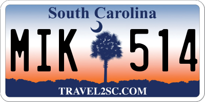SC license plate MIK514