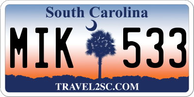 SC license plate MIK533