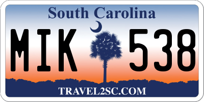 SC license plate MIK538