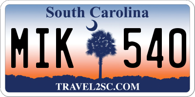 SC license plate MIK540