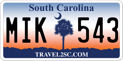 SC license plate MIK543