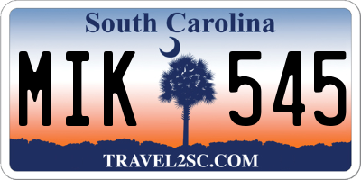 SC license plate MIK545