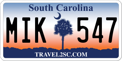 SC license plate MIK547