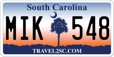 SC license plate MIK548