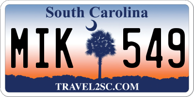 SC license plate MIK549
