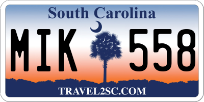 SC license plate MIK558