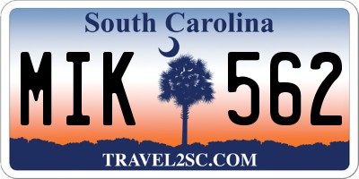 SC license plate MIK562