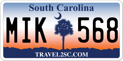 SC license plate MIK568
